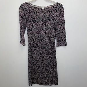 Diane vonFurstenburg Silk Dress, 3/4 sleeves with side ruching